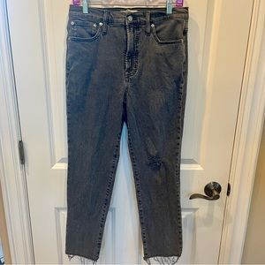 WOMEN’S SZ 27 MADEWELL DISTRESSED BLACK/GRAY “THE PERFECT VINTAGE JEAN”
